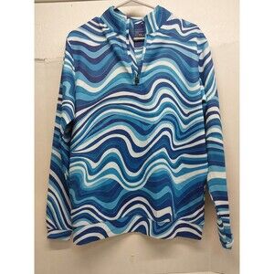 USA Palm Small 1/4 Zip Golf Pullover Blue Waves Ocean